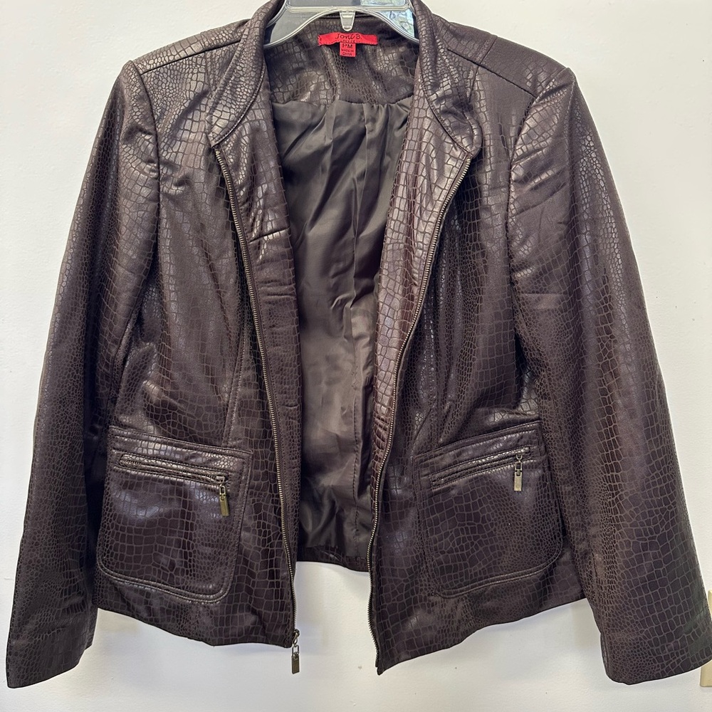 Joni B. Chic Elegant Dark Brown Crocodile-Embossed Blazer NWOT